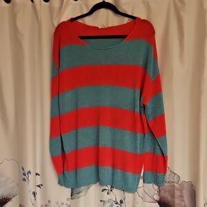 BiBi Pink and Blue Striped Sweater Xl/1x Worn Once